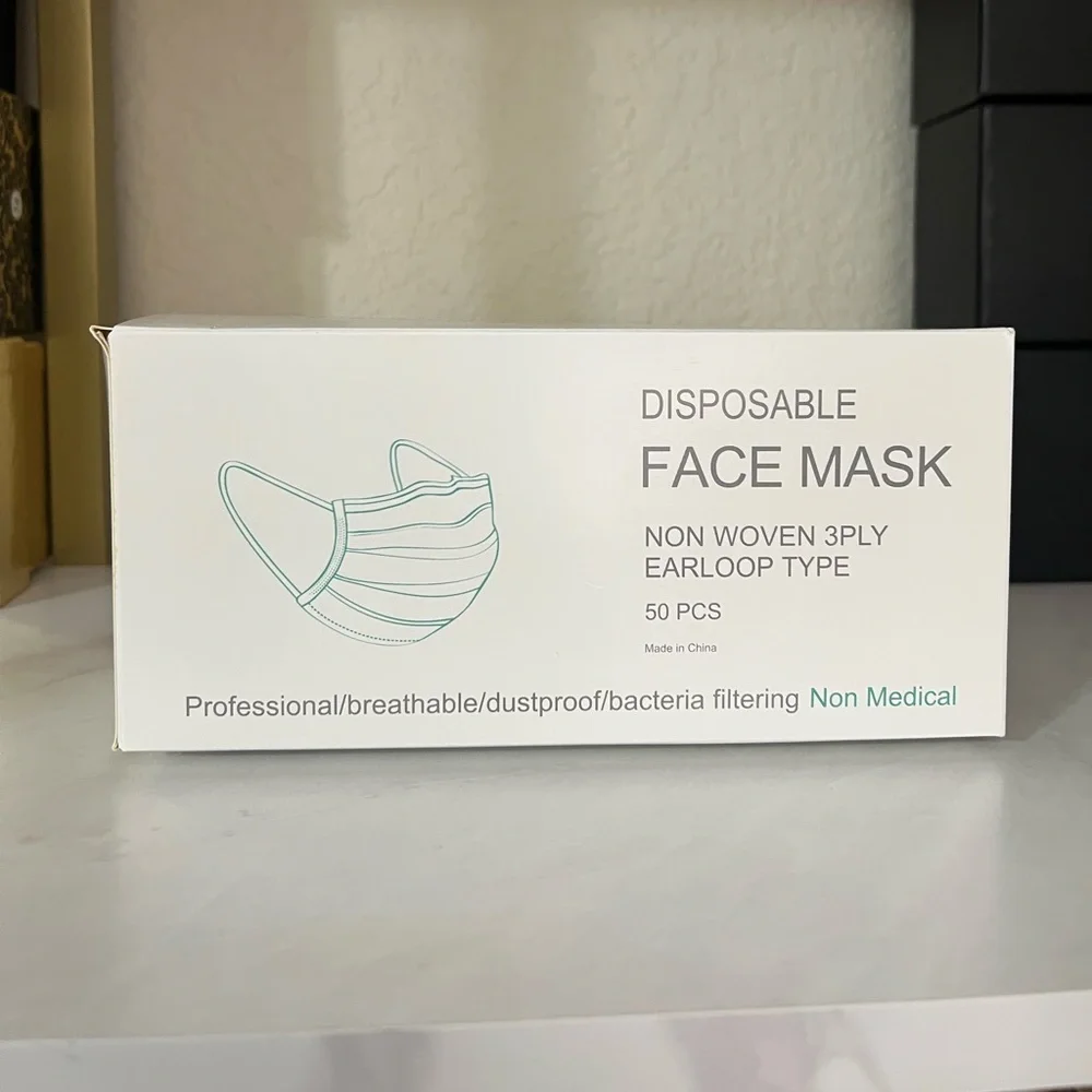 50 PC Disposable Blue Face Mask with Elastic Band